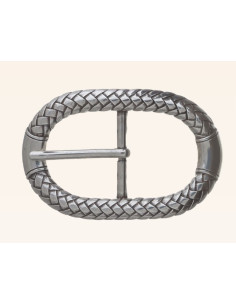 BOUCLE CEINTURE ZAMAK ACIER BYM 101239 LARGEUR 35MM VIEIL ARGENT