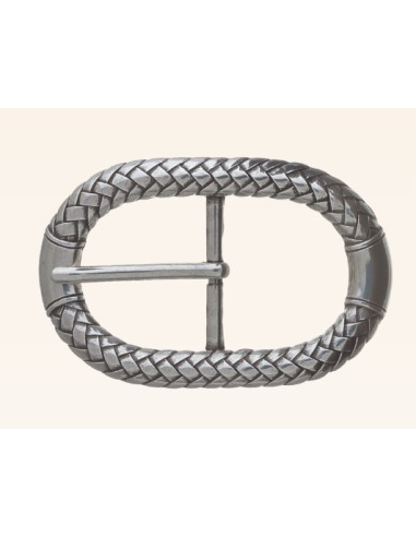 BOUCLE CEINTURE ZAMAK ACIER BYM 101239 LARGEUR 35MM VIEIL ARGENT