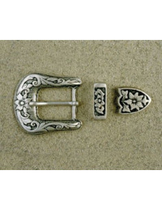 BOUCLE CEINTURE ZAMAK ACIER FB 5179+80+81 3 PARTIES 25MM VIEIL ARGENT
