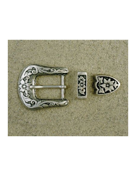 BOUCLE CEINTURE ZAMAK ACIER FB 5179+80+81 3 PARTIES 25MM VIEIL ARGENT