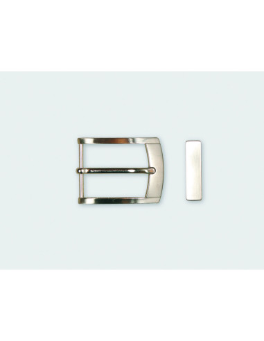 BOUCLE CEINTURE ZAMAK ACIER MG 10707 LARGEUR 35MM NICKEL SATINE