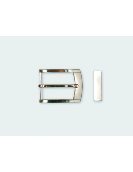BOUCLE CEINTURE ZAMAK ACIER MG 10707 LARGEUR 35MM NICKEL SATINE
