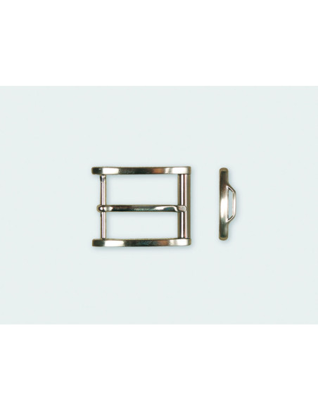 BOUCLE CEINTURE ZAMAK ACIER MG 10657 LARGEUR 35MM NICKEL SATINE