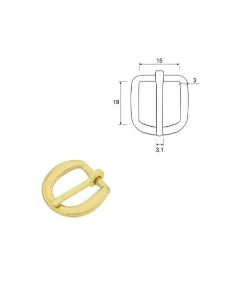 BOUCLE DE BRIDE 5B - 15MM - LAITON JAUNE