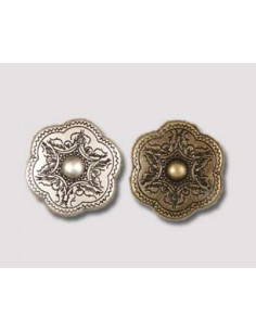 GARNITURE - CONCHO ROND A RIVETER BAROQUE FLEURI REF. MG 3944